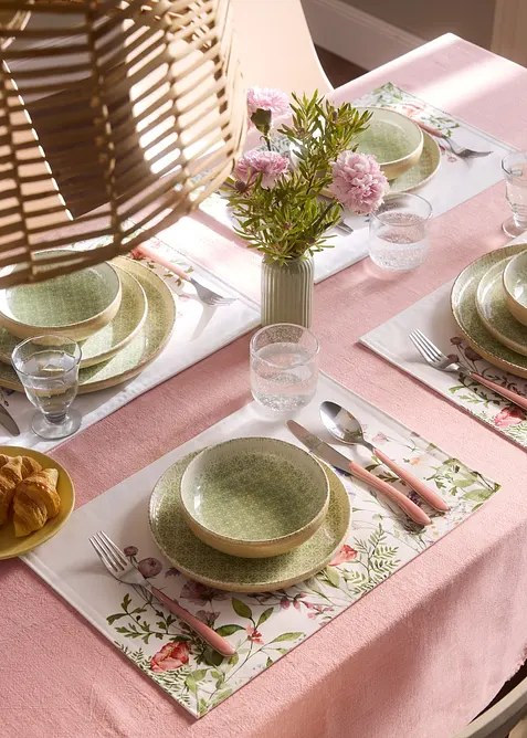 Bordstablett med blomtryck (4-pack), bonprix