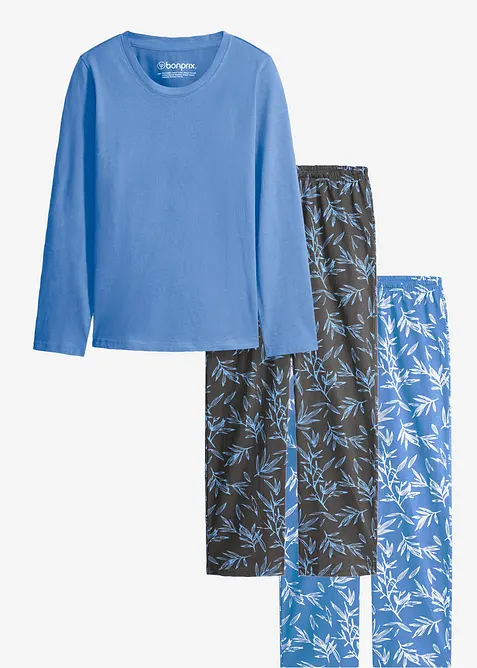 Pyjamas med 2 underdelar och &ouml;verdel (set i 3 delar), bonprix