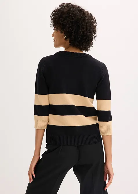 Randig bomullscardigan, bonprix