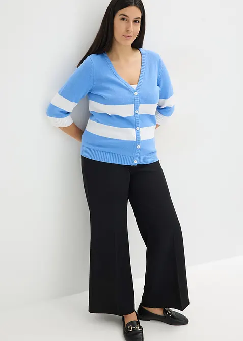 Randig bomullscardigan, bonprix