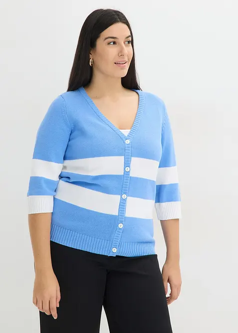 Randig bomullscardigan, bonprix