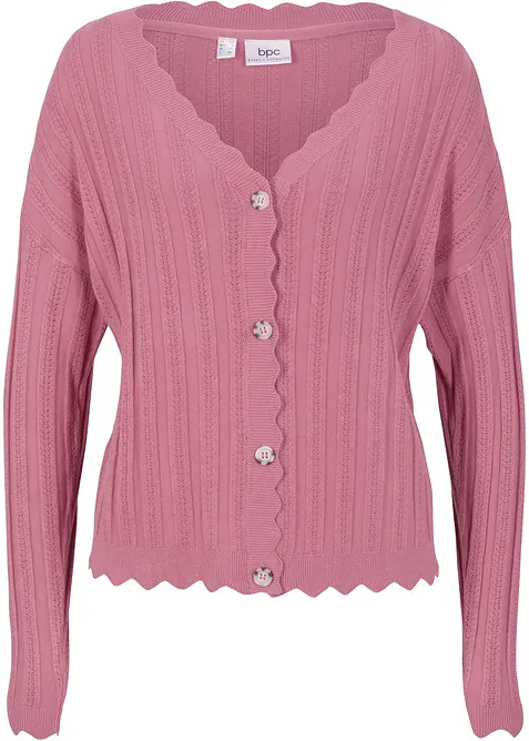 Kort h&aring;lm&ouml;nstrad cardigan, bonprix