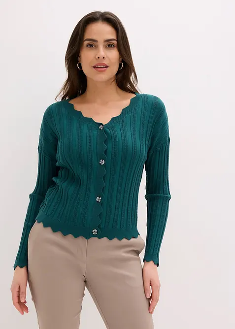 Kort h&aring;lm&ouml;nstrad cardigan, bonprix