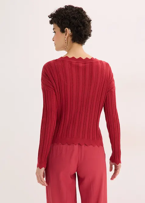 Kort h&aring;lm&ouml;nstrad cardigan, bonprix