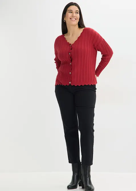 Kort h&aring;lm&ouml;nstrad cardigan, bonprix