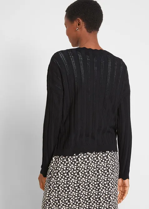 Kort h&aring;lm&ouml;nstrad cardigan, bonprix