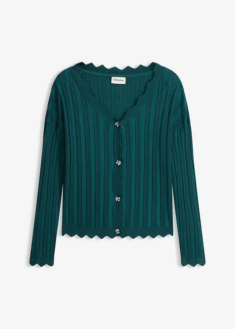 Kort h&aring;lm&ouml;nstrad cardigan, bonprix