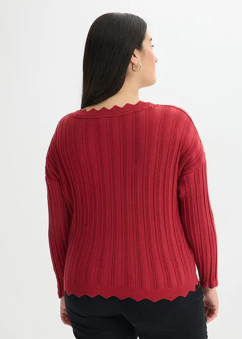 Kort h&aring;lm&ouml;nstrad cardigan, bonprix