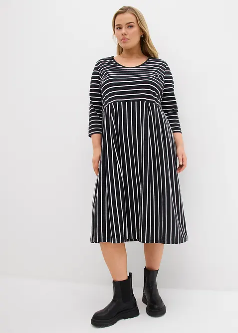 Mellanl&aring;ng jerseykl&auml;nning i bomull, bonprix