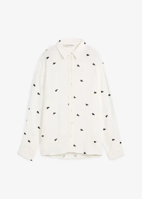 Hj&auml;rtm&ouml;nstrad muslinblus, bonprix