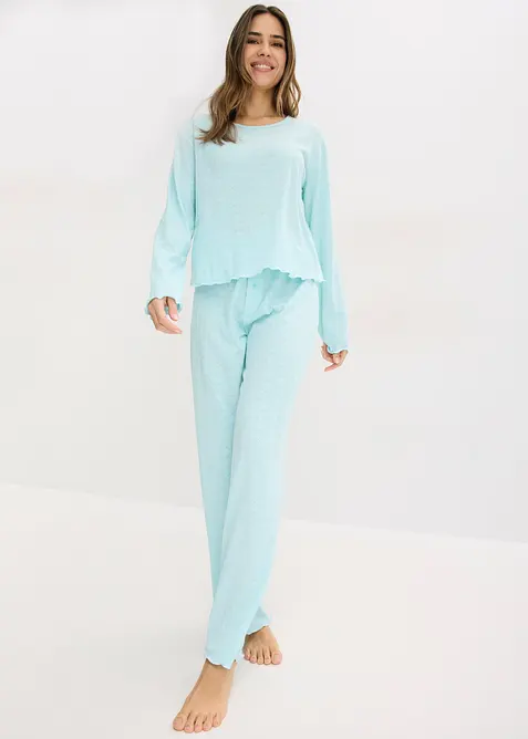 Tunn pyjamas med hj&auml;rtm&ouml;nster, bonprix