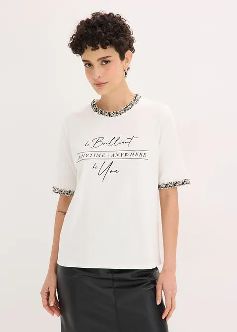 Topp av ekologisk bomull med applicerat band, bonprix