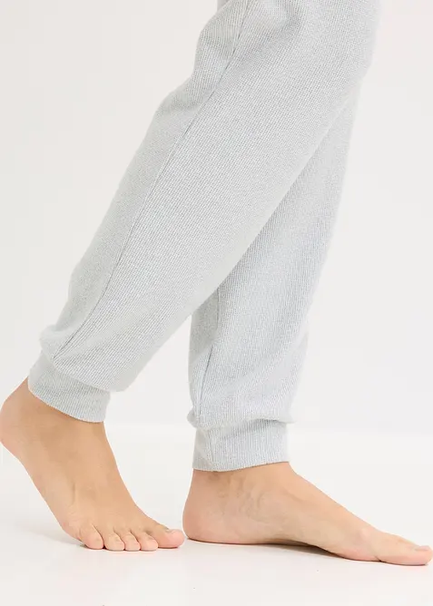 Topp och byxa av v&aring;ffelm&ouml;nstrad jersey, bonprix