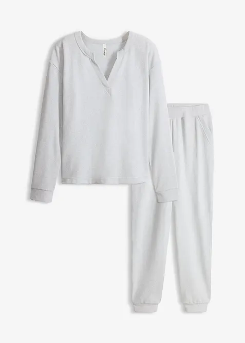 Topp och byxa av v&aring;ffelm&ouml;nstrad jersey, bonprix