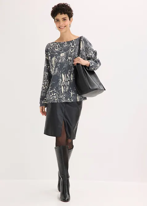 Ormskinnsm&ouml;nstrad tr&ouml;ja med fladdermus&auml;rmar, bonprix