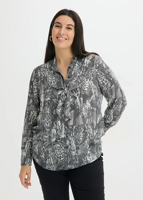 Chiffongblus med volanger, bonprix