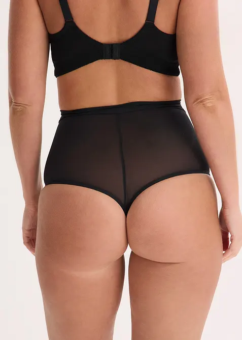 Stringtrosa med medelh&ouml;g formande effekt och spets, bonprix