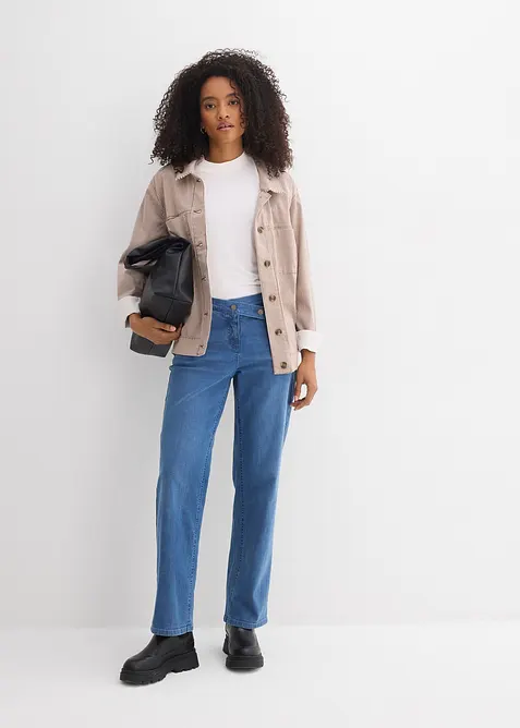 Loose Straight Jeans, Mid Waist, ekologisk bomull, bonprix