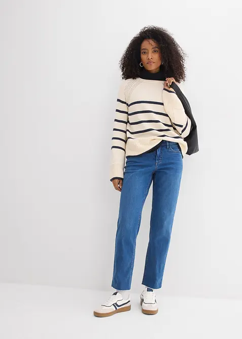 Straight Jeans Mid Waist, med ekologisk bomull, cropped, bonprix