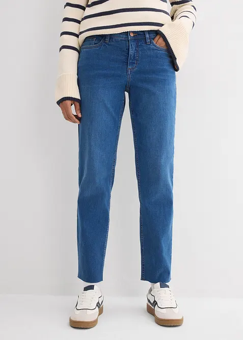 Straight Jeans Mid Waist, med ekologisk bomull, cropped, bonprix