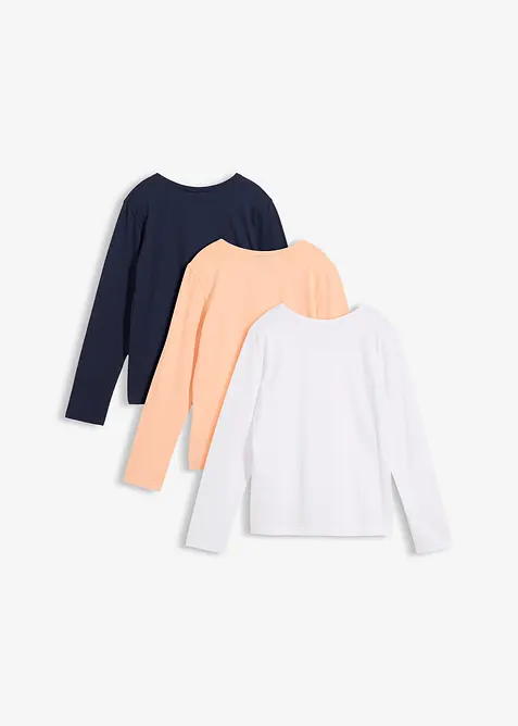L&aring;ng&auml;rmad T-shirt i ekologisk bomull (3-pack), bonprix