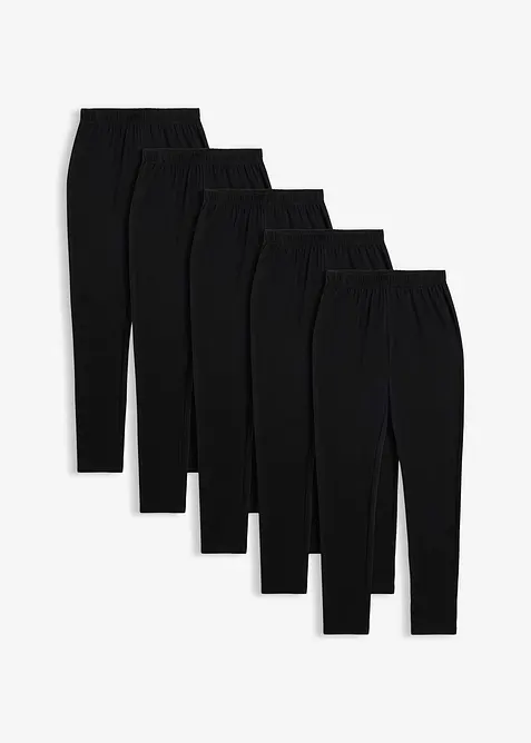 Leggings i ekologisk bomull med stretch (5-pack), bonprix