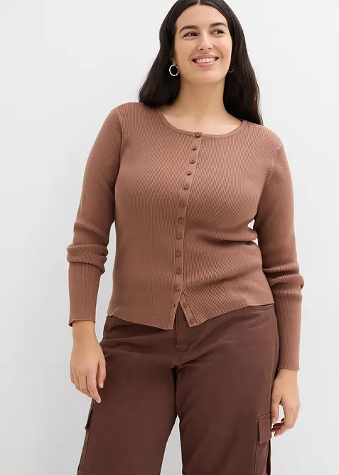 Finstickad cardigan av mjuk viskosmix, bonprix