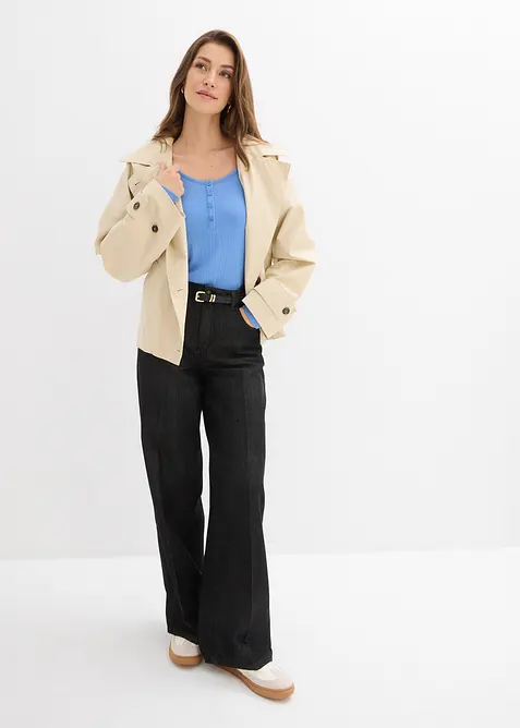 Ribbad l&aring;ng&auml;rmad topp, bonprix