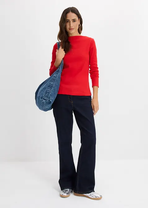 Ribbstickad topp med figurn&auml;ra passform, bonprix