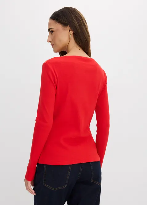 Ribbstickad topp med figurn&auml;ra passform, bonprix