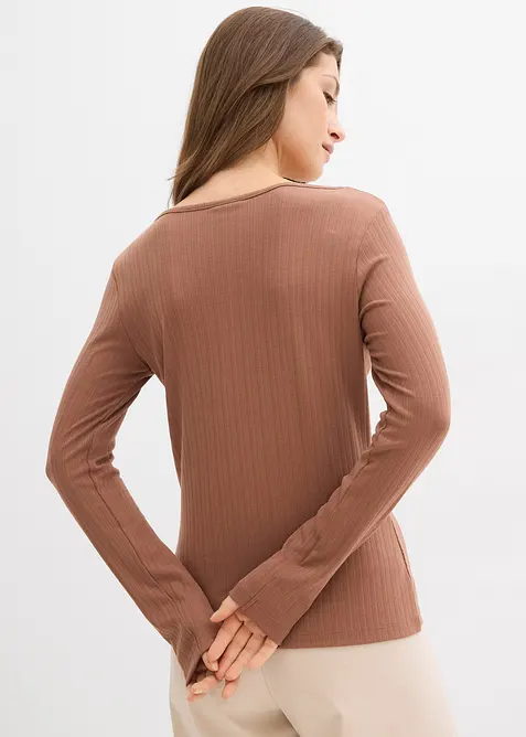 Ribbad l&aring;ng&auml;rmad topp, bonprix