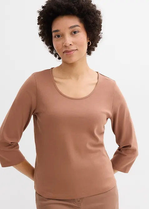 Topp i stabil jersey av ekologisk bomull, 3/4-&auml;rm, bonprix