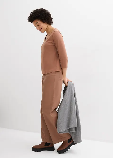 Topp i stabil jersey av ekologisk bomull, 3/4-&auml;rm, bonprix