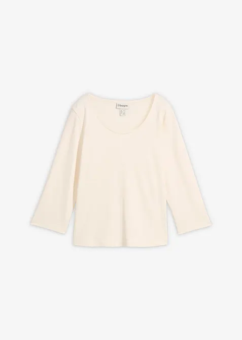 Topp i stabil jersey av ekologisk bomull, 3/4-&auml;rm, bonprix