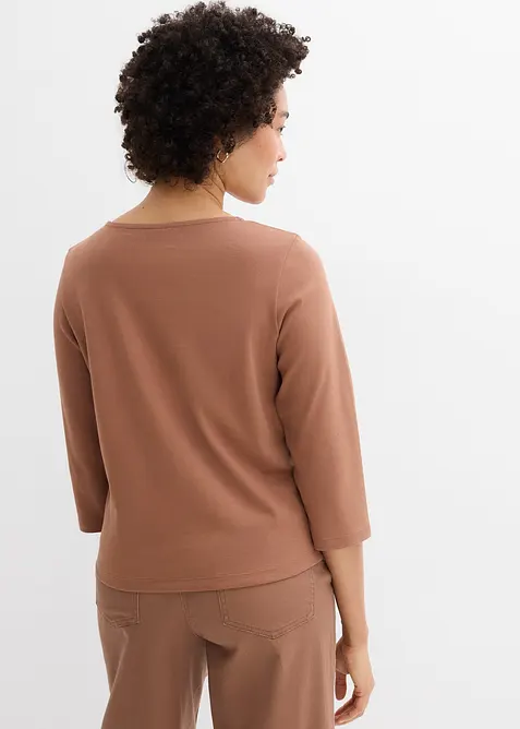 Topp i stabil jersey av ekologisk bomull, 3/4-&auml;rm, bonprix