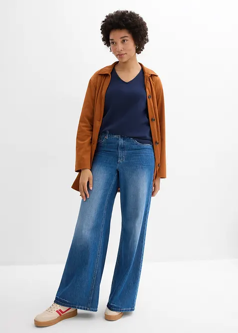 Topp i stabil jersey med ekologisk bomull, 3/4-&auml;rm, bonprix