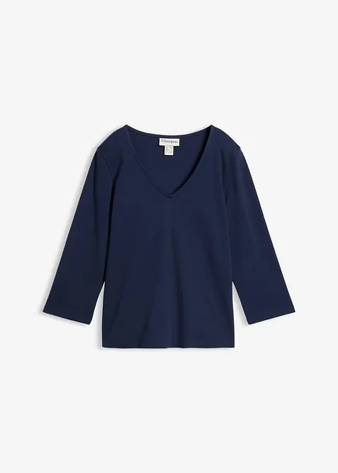 Topp i stabil jersey med ekologisk bomull, 3/4-&auml;rm, bonprix