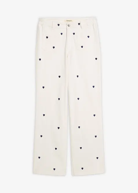 Twillbyxa med broderi, bonprix