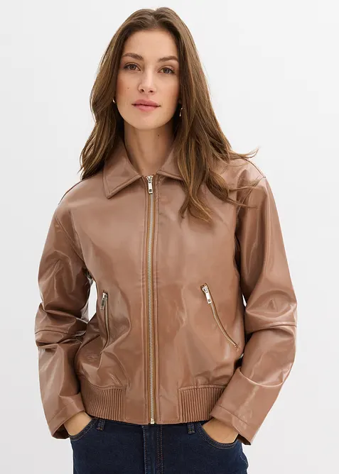 Kort jacka i skinnimitation, bonprix