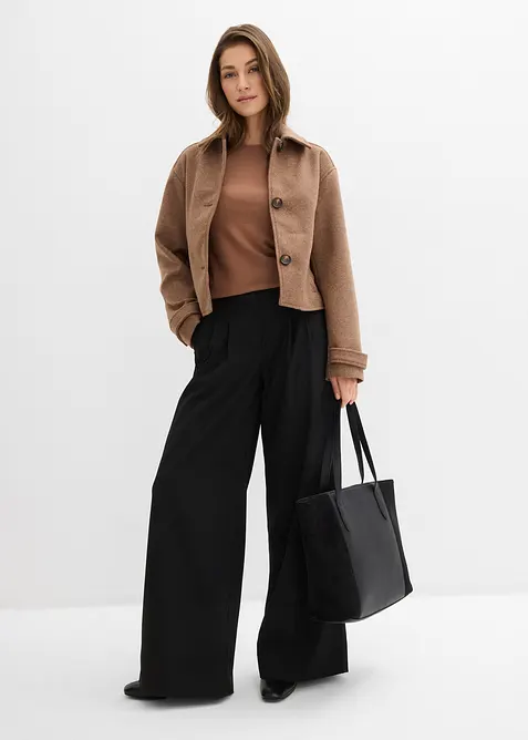 Kort kappa i yllelook, bonprix