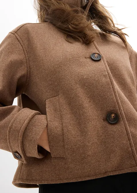 Kort kappa i yllelook, bonprix