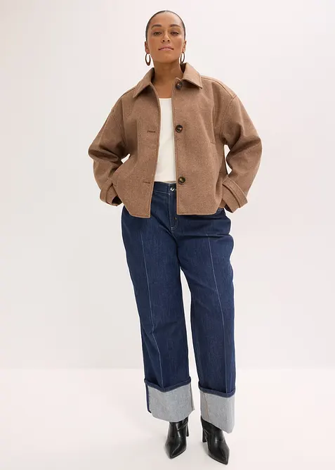 Kort kappa i yllelook, bonprix