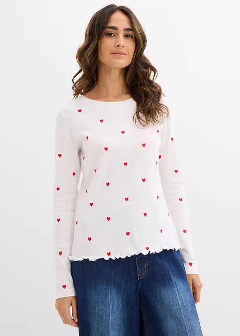 L&aring;ng&auml;rmad topp i bomull, bonprix