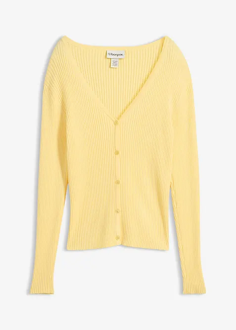 Finstickad cardigan med viskos, bonprix