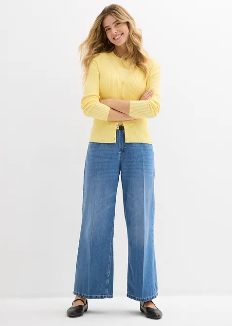 Finstickad cardigan med viskos, bonprix