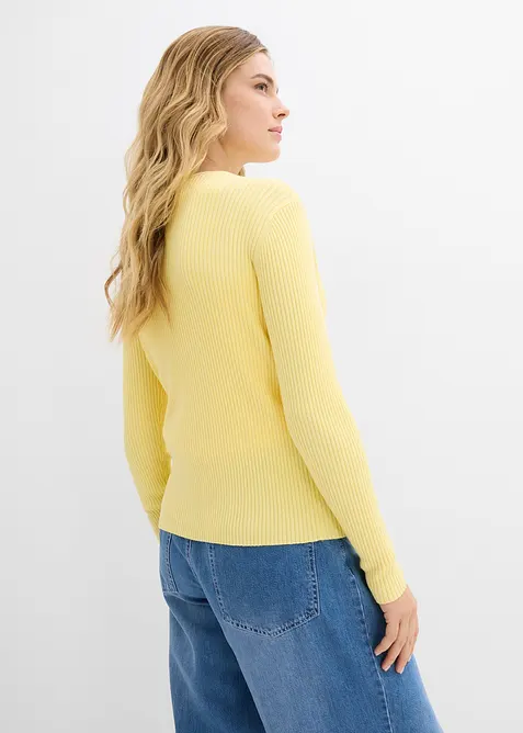 Finstickad cardigan med viskos, bonprix