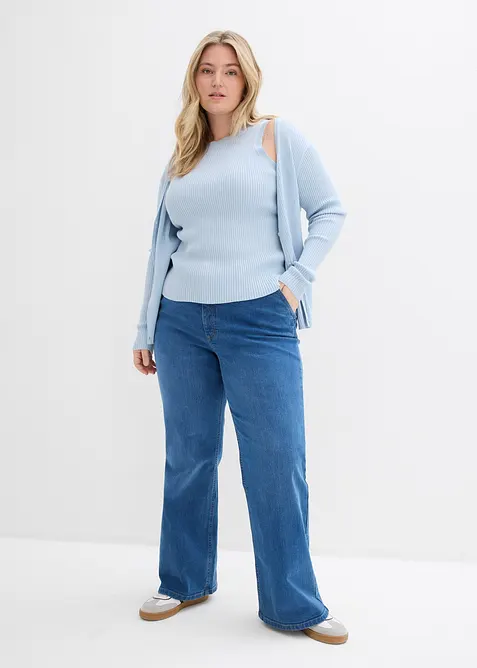 Stickat linne i viskosmix, bonprix