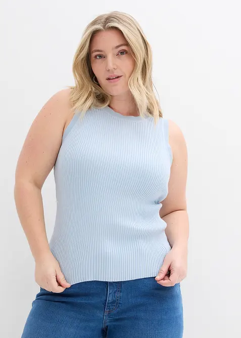 Stickat linne i viskosmix, bonprix