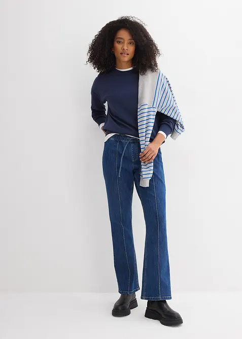 Bootcut-jeans Mid Waist med res&aring;rmidja, bonprix