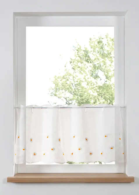 Caf&eacute;gardin med blombroderi, bonprix